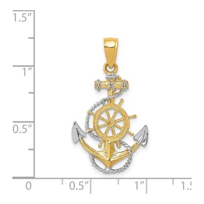 14K Yellow Gold Nautical Anchor Pendant – view 5