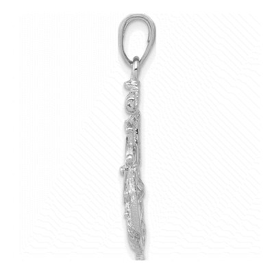14K White Gold Anchor Ship's Wheel Pendant – view 3