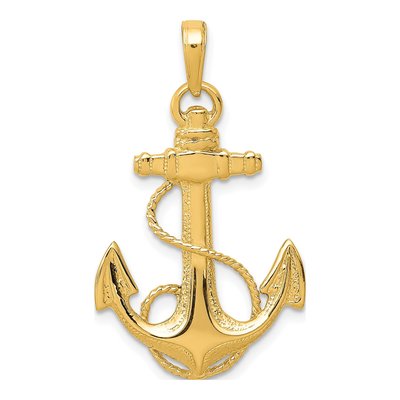 14K Yellow Gold Anchor Pendant