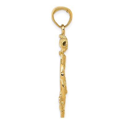 14K Yellow Gold Anchor Ship's Wheel Pendant – view 3