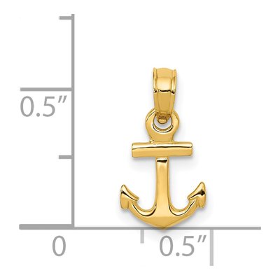 14K Yellow Gold Mini Anchor Pendant – view 5