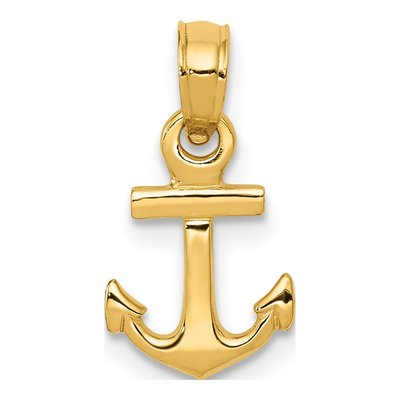 14K Yellow Gold Mini Anchor Pendant