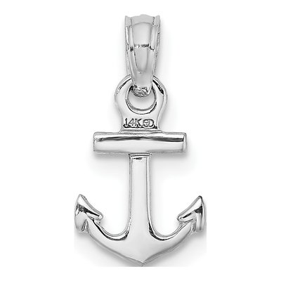 14K White Gold Mini Anchor Pendant – view 4