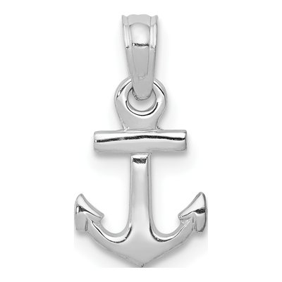 14K White Gold Mini Anchor Pendant