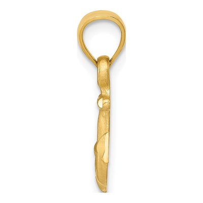 14K Yellow Gold Diamond-Cut Anchor Pendant – view 3