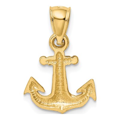 14K Yellow Gold Diamond-Cut Anchor Pendant – view 4