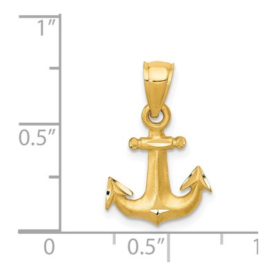 14K Yellow Gold Diamond-Cut Anchor Pendant – view 5