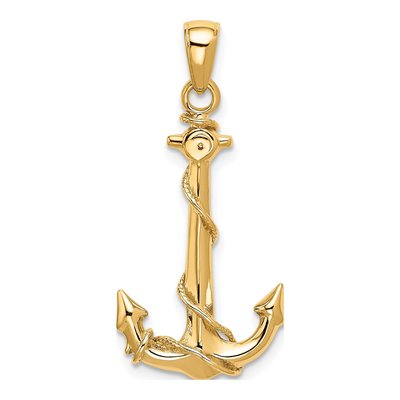14K Yellow Gold 3D Anchor Pendant – view 4