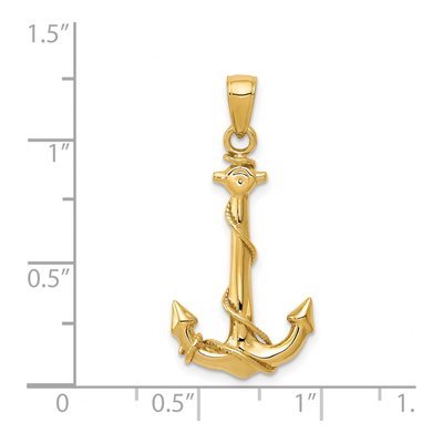 14K Yellow Gold 3D Anchor Pendant – view 5
