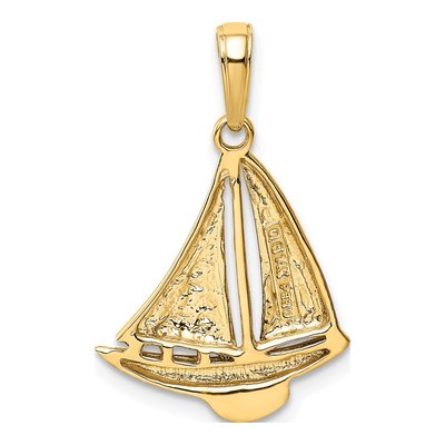 14K Yellow Gold Sailboat Pendant – view 4