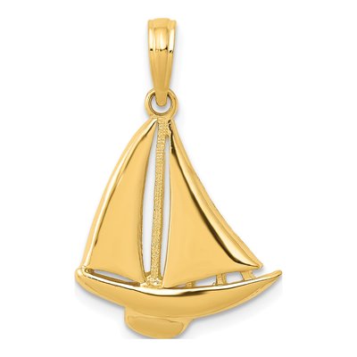 14K Yellow Gold Sailboat Pendant