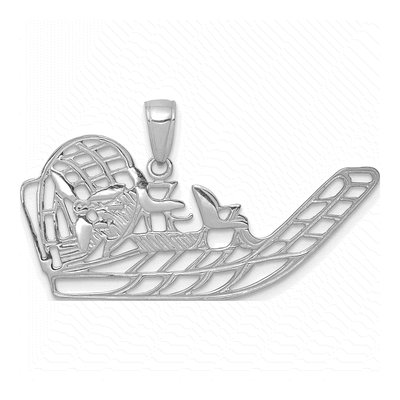 14K White Gold Air Boat Pendant