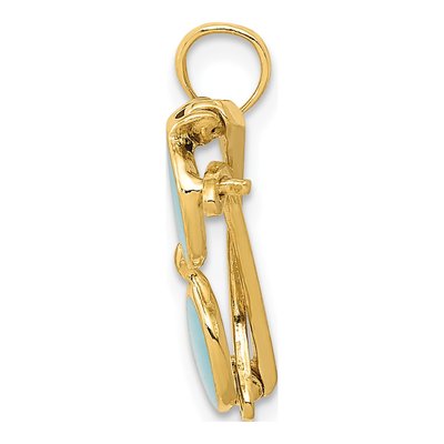 14K Yellow Gold Aqua Enamel Sunglasses Pendant – view 3