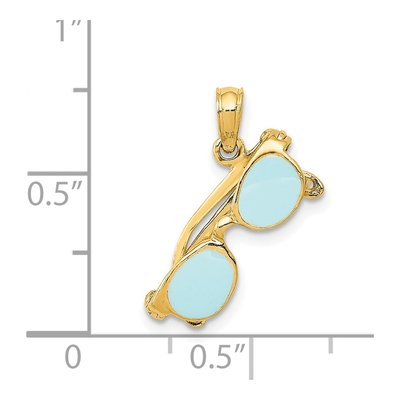 14K Yellow Gold Aqua Enamel Sunglasses Pendant – view 5