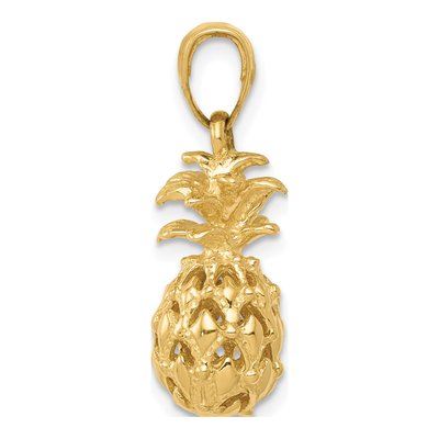 14K Yellow Gold 3-D Pineapple Pendant – view 3