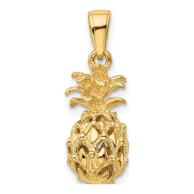 14K Yellow Gold 3-D Pineapple Pendant – view 4