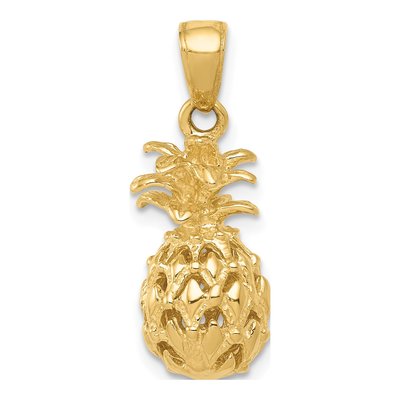 14K Yellow Gold 3-D Pineapple Pendant