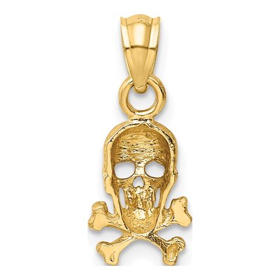 14K Yellow Gold Skull Cross Bones Pendant – view 4