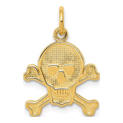 14K Yellow Gold Skull Bones Charm