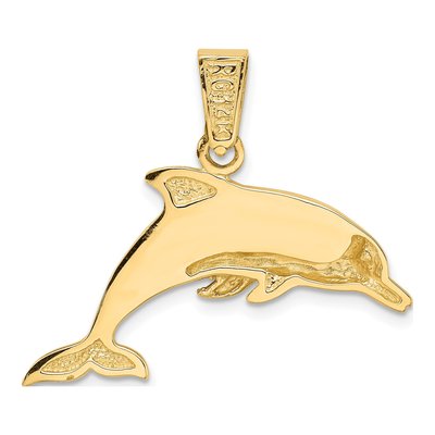 14K Yellow Gold Lab-Created Opal Dolphin Pendant – view 5