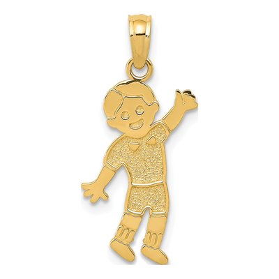 14K Yellow Gold Boy Waving Pendant