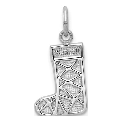14K White Gold Christmas Stocking Pendant
