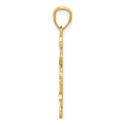 14K Yellow Gold Diamond-Cut Snowflake Pendant – view 3