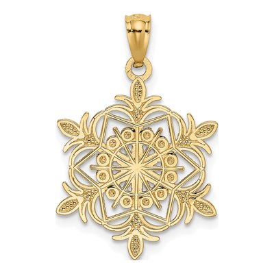 14K Yellow Gold Diamond-Cut Snowflake Pendant – view 4