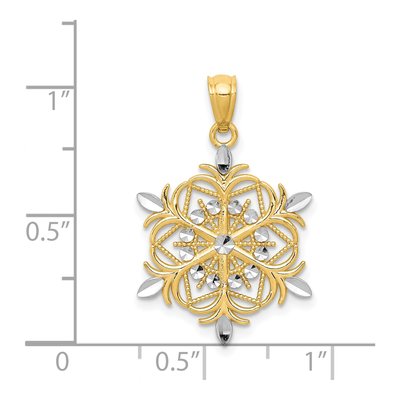 14K Yellow Gold Diamond-Cut Snowflake Pendant – view 5