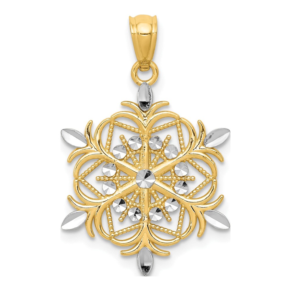 14K Yellow Gold Diamond-Cut Snowflake Pendant