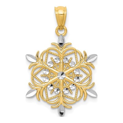 14K Yellow Gold Diamond-Cut Snowflake Pendant