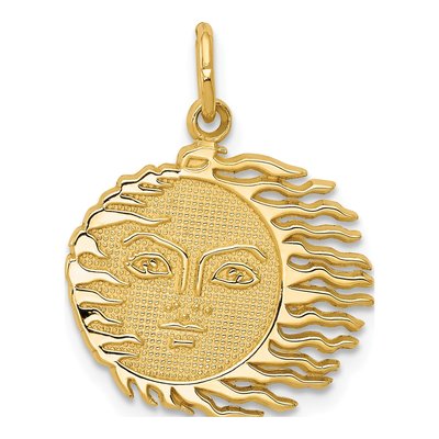 14K Yellow Gold Flaming Sun Pendant
