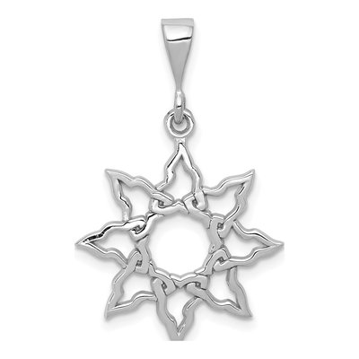 14K White Gold Sun Pendant