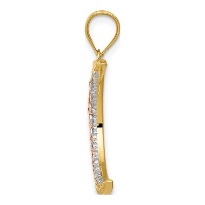14K Two-Tone Gold Diamond-Cut Moon Pendant – view 3