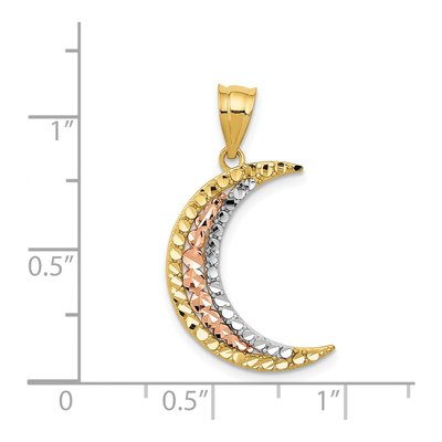 14K Two-Tone Gold Diamond-Cut Moon Pendant – view 5