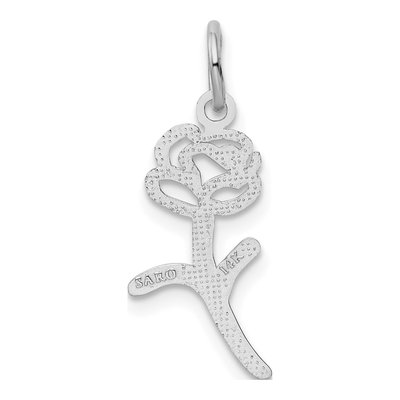 14K White Gold Rose Charm Pendant – view 4