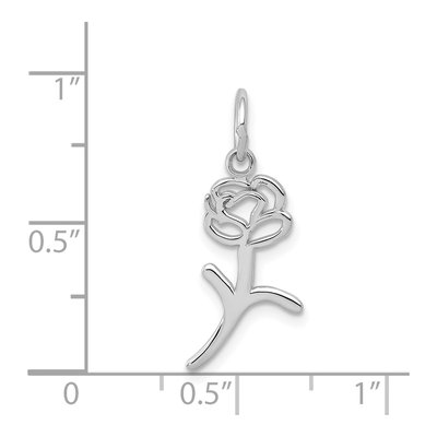14K White Gold Rose Charm Pendant – view 5