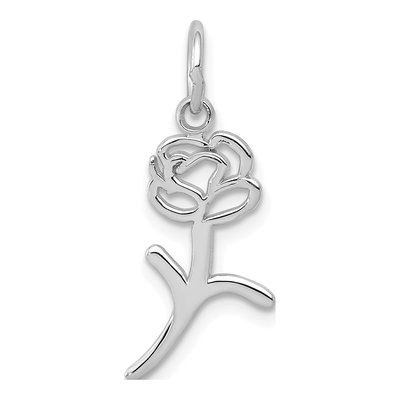 14K White Gold Rose Charm Pendant