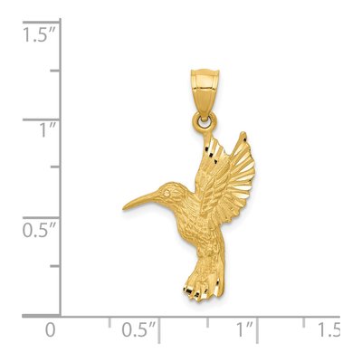 14K Yellow Gold Diamond-Cut Hummingbird Pendant – view 4