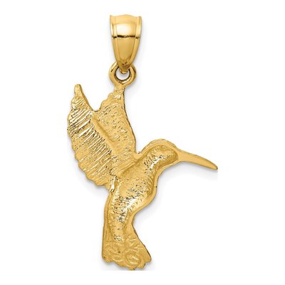 14K Yellow Gold Diamond-Cut Hummingbird Pendant – view 5