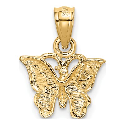 14K Yellow Gold Diamond-Cut Butterfly Pendant – view 4