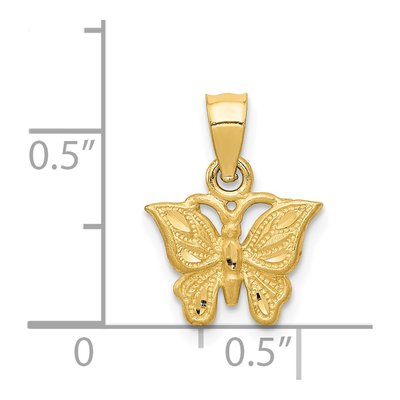 14K Yellow Gold Diamond-Cut Butterfly Pendant – view 5