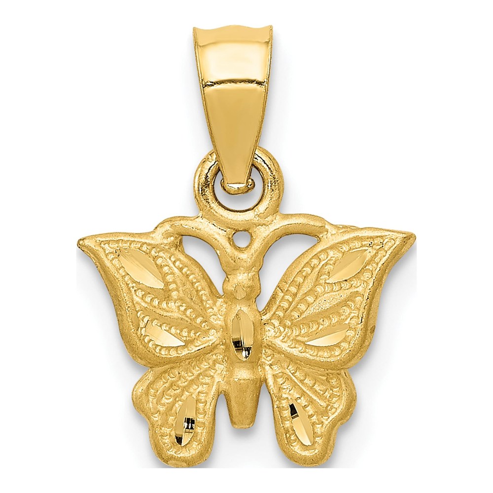 14K Yellow Gold Diamond-Cut Butterfly Pendant