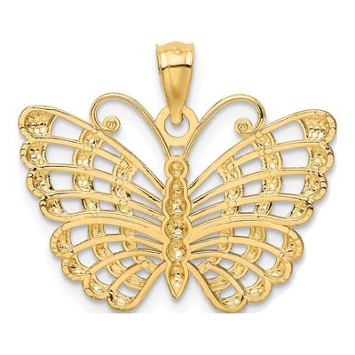 14K Yellow & Rhodium Diamond-Cut Butterfly Pendant – view 4