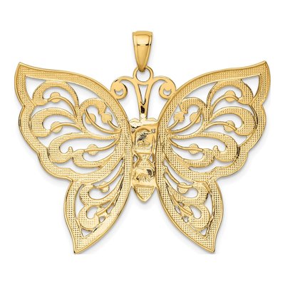 14K Yellow Gold Diamond-Cut Butterfly Pendant – view 4