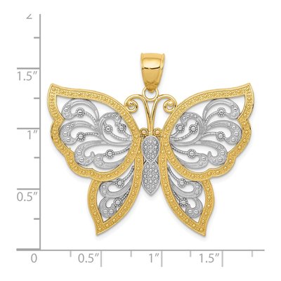 14K Yellow Gold Diamond-Cut Butterfly Pendant – view 5