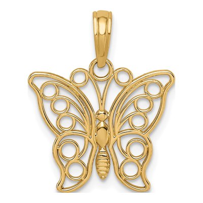 14K Yellow Gold Cut-Out Butterfly Pendant
