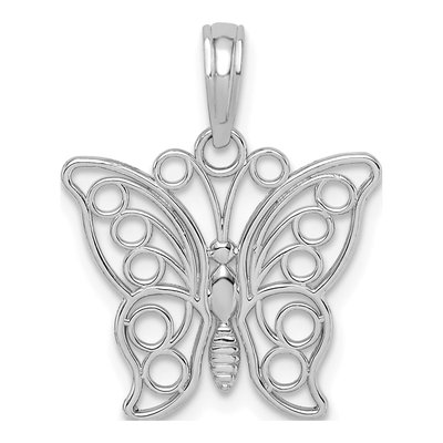 14K White Gold Cut-Out Butterfly Pendant