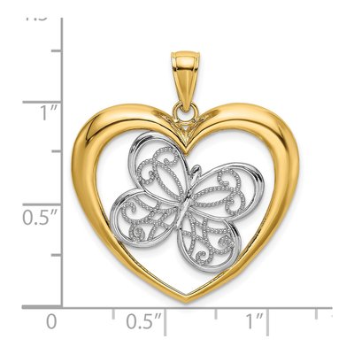 14K Yellow Gold Butterfly Heart Charm – view 4