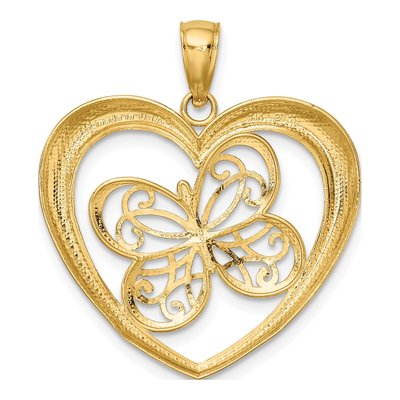 14K Yellow Gold Butterfly Heart Charm – view 5